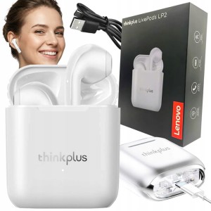 Słuchawki bezprzewodowe douszne bluetooth wodoodporne białe Lenovo LP2 Pro