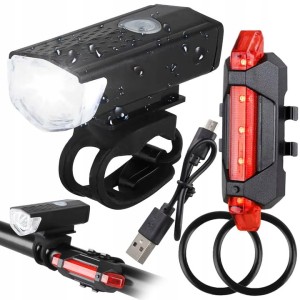 MOCNE LAMPKI ROWEROWE OŚWIETLENIE PRZÓD TYŁ LED USB WODOODPORNE NA ROWER
