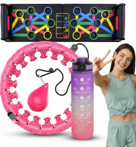 Zestaw do ćwiczeń HULA HOP DESKA DO POMPEK fitness w domu  BUTELKA BIDON na wodę
