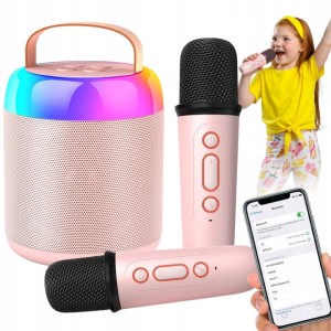 ZESTAW KARAOKE 2 SZT MIKROFONY + GŁOŚNIK BEZPRZEWODOWY DLA DZIECI MINI