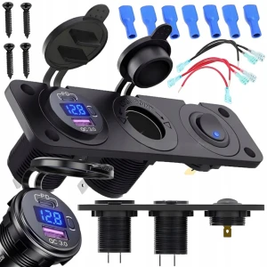 GNIAZDO ŁADOWANIA ROZDZIELACZ ZAPALNICZKI 12V Samochodowy PANEL USB-C 22,5W