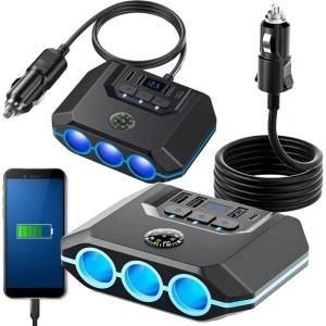 Rozdzielacz Samochodowy Gniazda Zapalniczki 12-24V 3x USB 3.0QC USB-C 120W