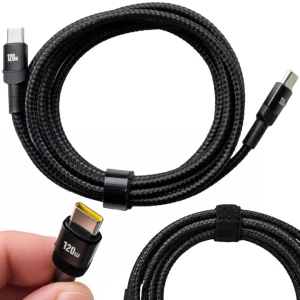 MOCNY KABEL PRZEWÓD USB-C USB-C TYPE-C QC 3.0 PD 120W 2M SZYBKIE ŁADOWANIE