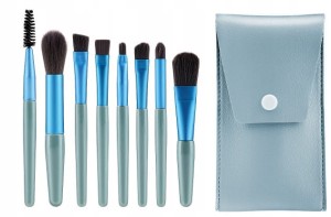 ZESTAW PROFESJONALNYCH PĘDZLI DO MAKIJAŻU 8 SZT. NIEBIESKIE + ETUI