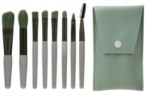 ZESTAW PROFESJONALNYCH PĘDZLI DO MAKIJAŻU 8 SZT. ZIELONE + ETUI