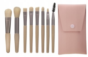 ZESTAW PROFESJONALNYCH PĘDZLI DO MAKIJAŻU 8 SZT. BEŻOWE + ETUI
