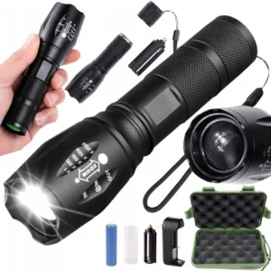 MOCNA LATARKA TAKTYCZNA LED AKUMULATOROWA XMLT6 ZOOM SURVIVALOWA NA PREZENT
