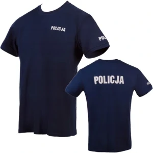 T-SHIRT GRANATOWY L POLICJA 100% BAWEŁNA KOSZULKA ODBLASKOWA