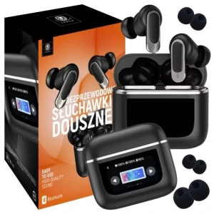 SŁUCHAWKI BEZPRZEWODOWE DOUSZNE DOKANAŁOWE POWERBANK BLUETOOTH 5.3 CZARNE