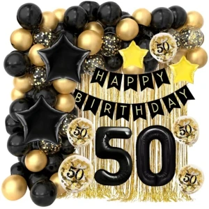 Zestaw-dekoracji-Balony-50-Urodziny-urodzinowe-czarne-ozdoby-zlota-kurtyna.webp