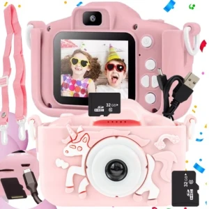 APARAT CYFROWY DLA DZIECI Dziecka Fotograficzny RÓŻOWY UNICORN + KARTA 32GB